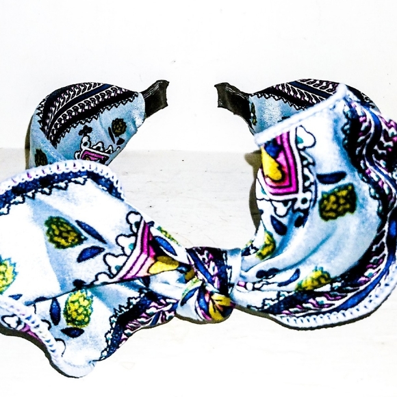 Woman's Lg Paisley Bow Headband- Blue - Picture 2 of 6